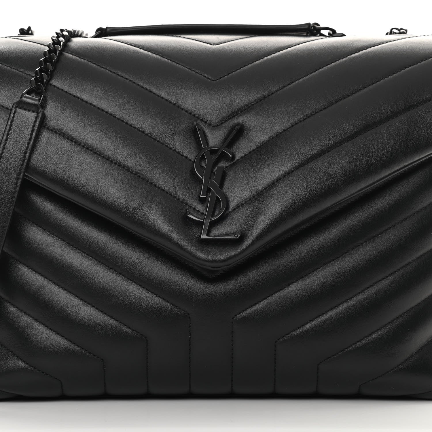 Saint Laurent Calfskin Y Quilted Monogram Medium Loulou Chain Satchel Black 8 of 17