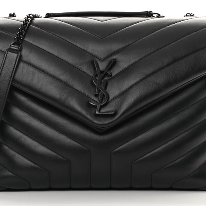 Saint Laurent Calfskin Y Quilted Monogram Medium Loulou Chain Satchel Black 8 of 17