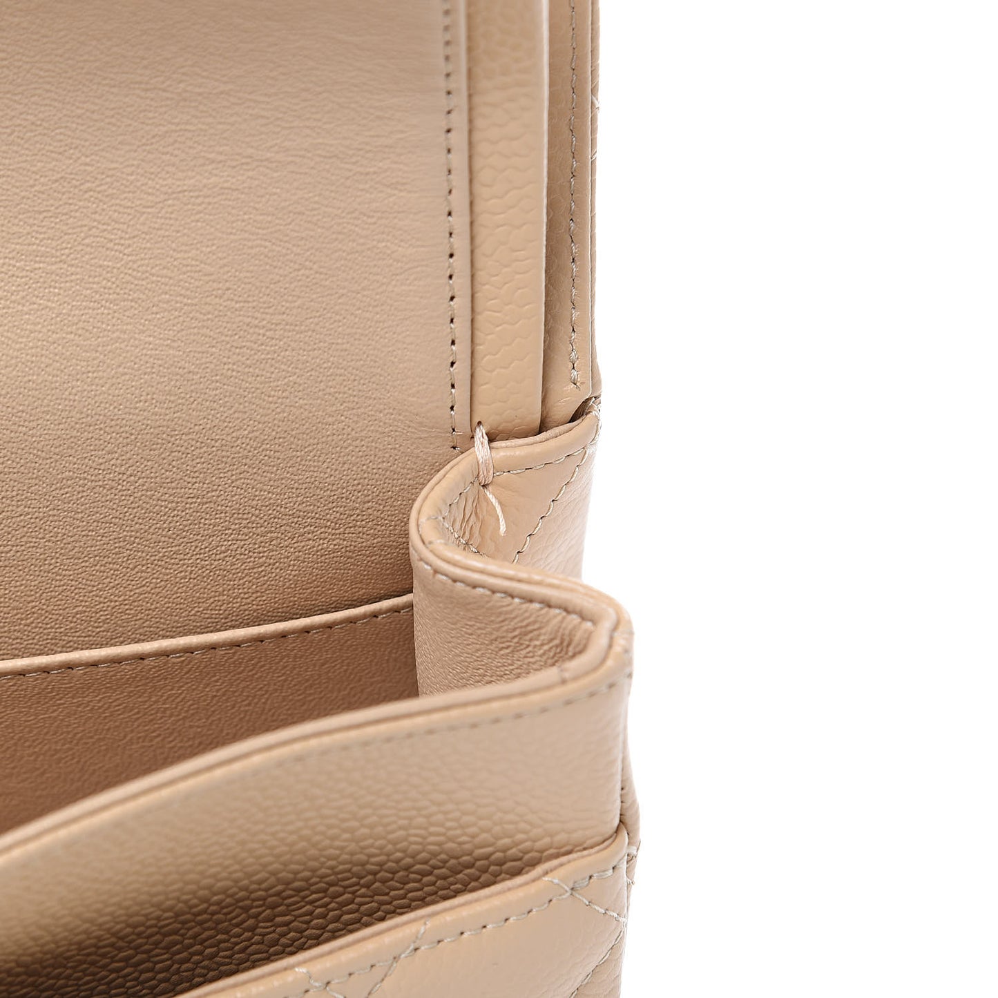 Caviar Quilted Medium Double Flap Beige Clair
