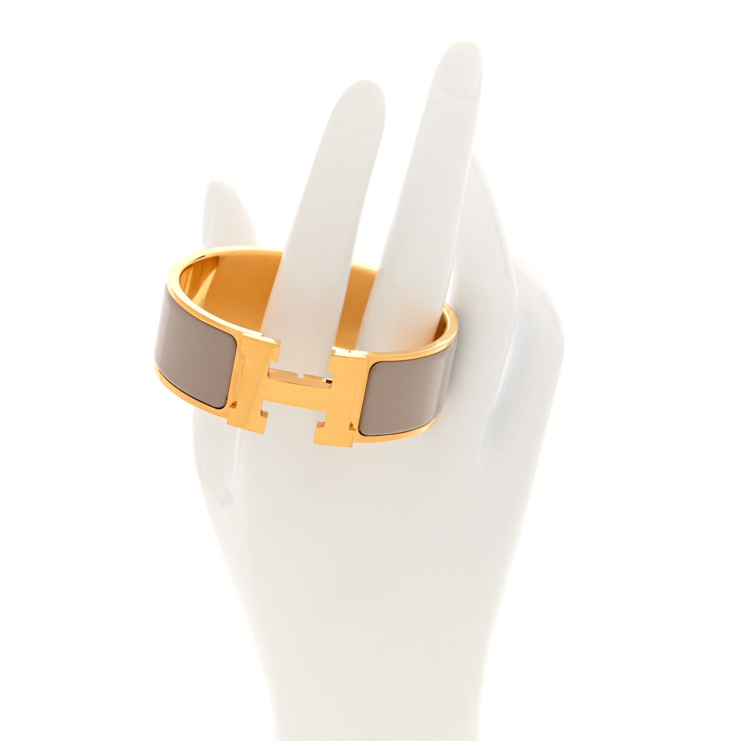 Enamel Wide Clic Clac H Bracelet GM Marron Glace