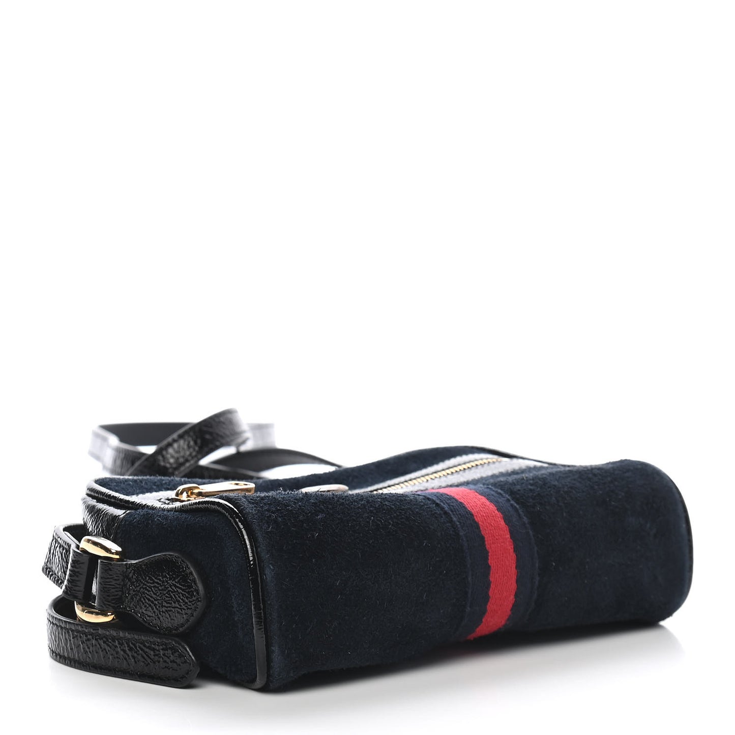 Suede Patent Web Mini Ophidia Shoulder Bag Blue Black