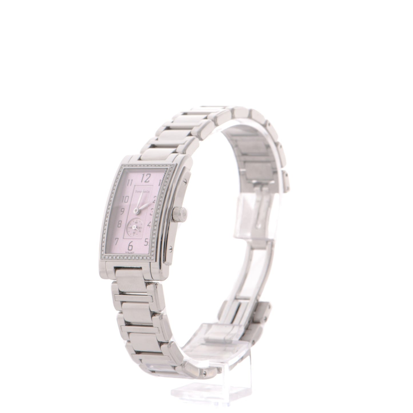 Stainless Steel Diamond Bezel 22mm Grand Resonator Quartz Watch Pink