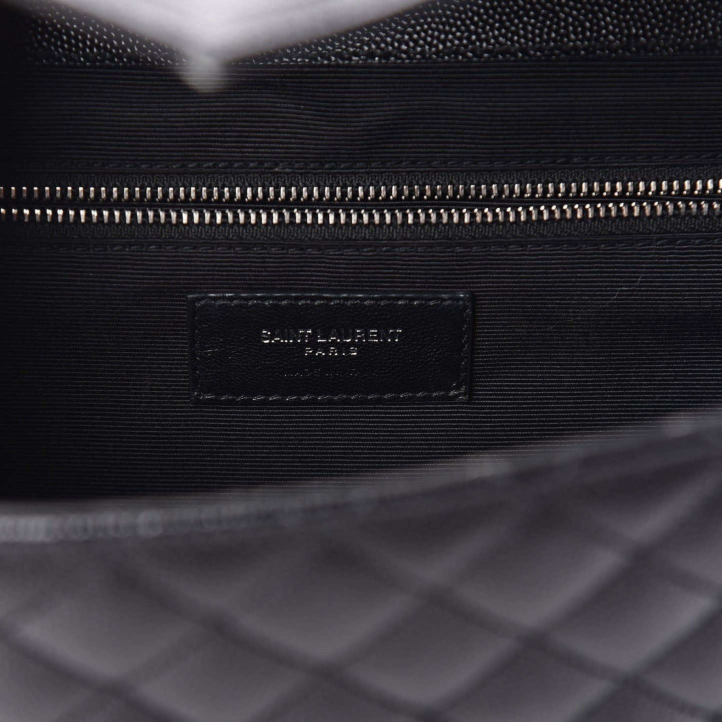 Grain De Poudre Textured Mixed Matelasse Large Triquilt Monogram Satchel Black