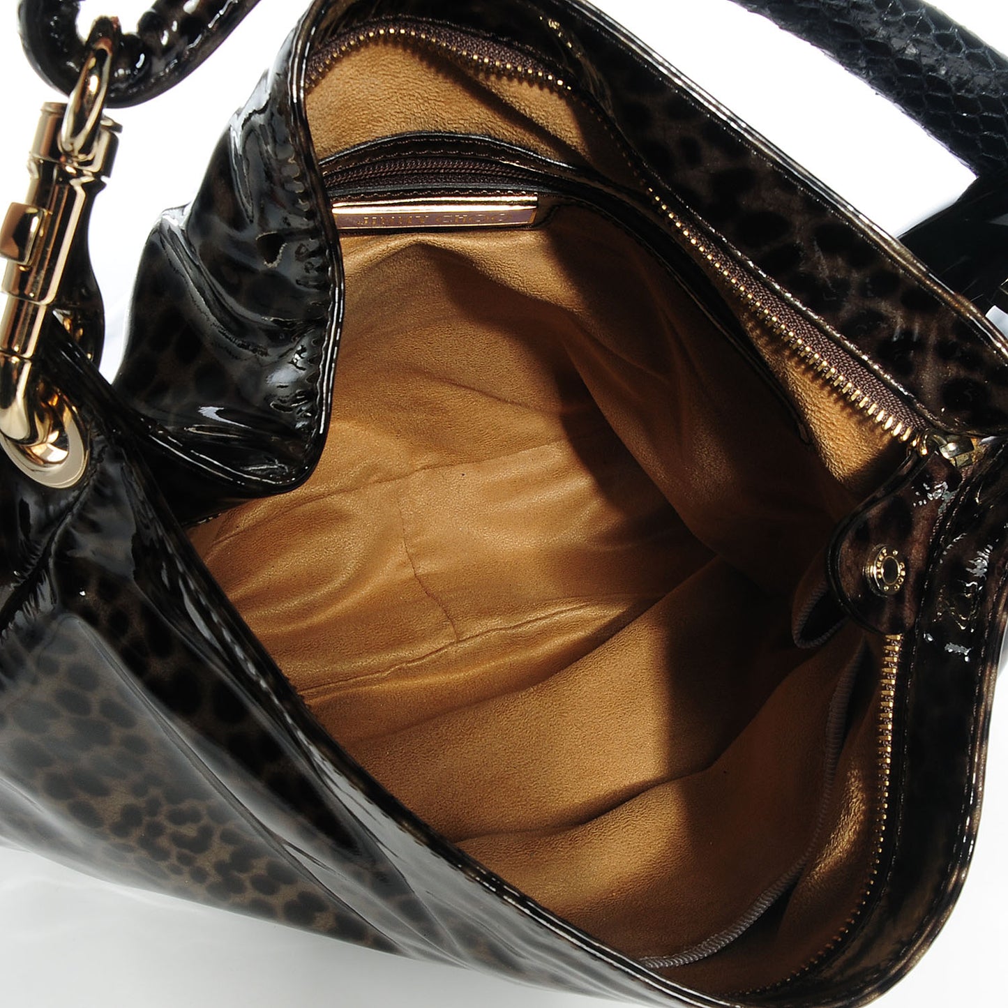 Patent Leopard Print Small Sky Hobo Grey