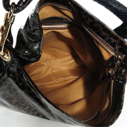 Jimmy Choo Patent Leopard Print Small Sky Hobo Grey 5 of 8