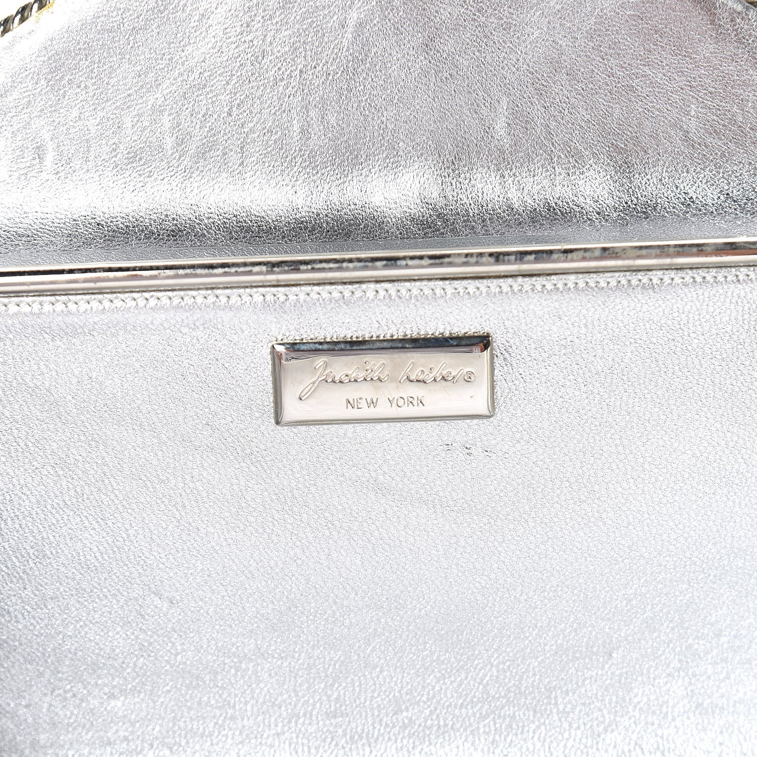 Judith Leiber Swarovski Crystal Minaudiere Clutch Silver 8 of 9