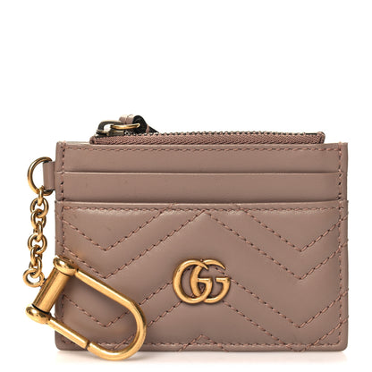 Gucci Calfskin Matelasse GG Marmont Key Case Card Holder Porcelain Rose 1 of 7