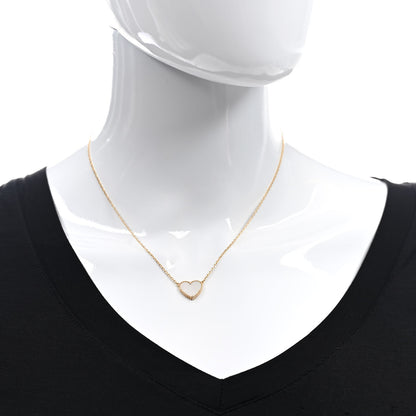 Van Cleef & Arpels 18K Yellow Gold Mother of Pearl Lucky Alhambra Heart Pendant Necklace 2 of 5