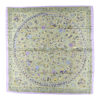 Hermes Silk Lalbhai Scarf 140 Mauve Vert Amande Jaune Soufre 1 of 4