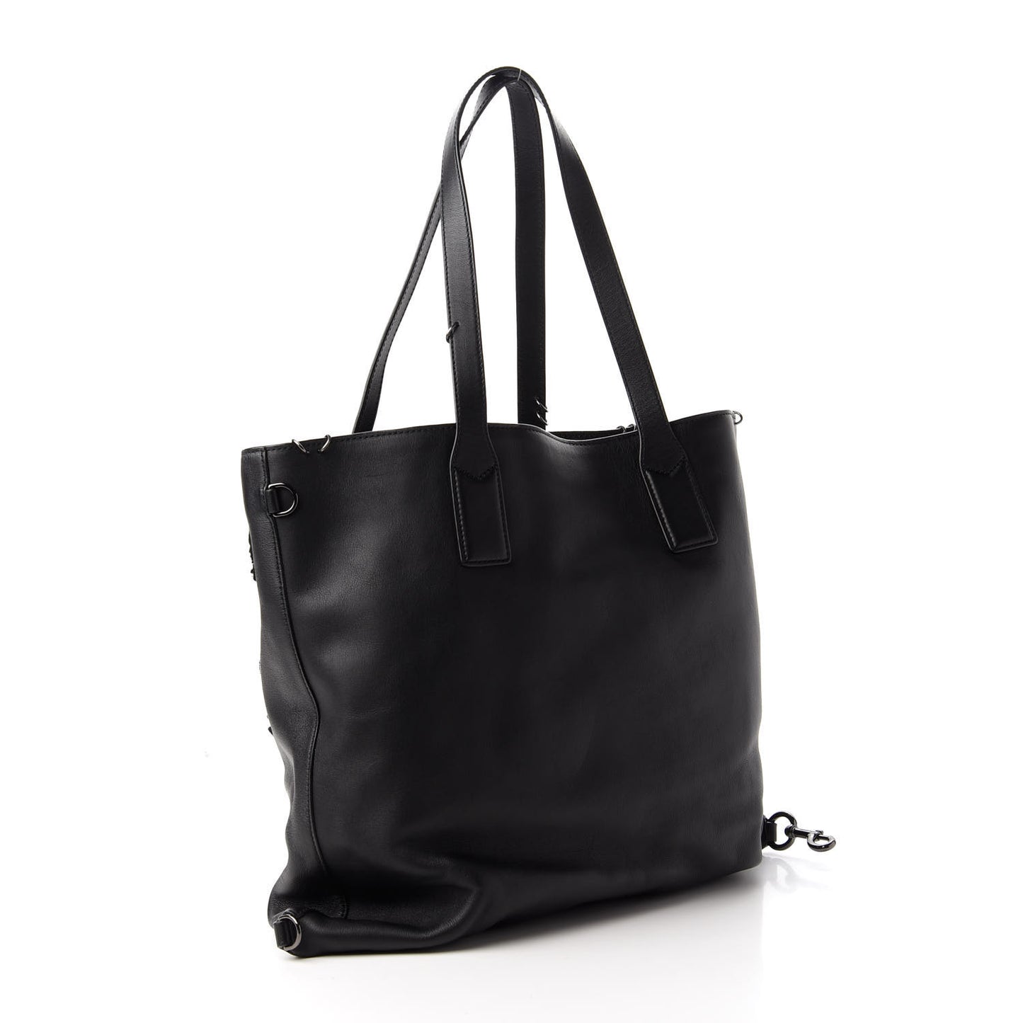 Calfskin Large Wingman Badges Shopping Tote Black