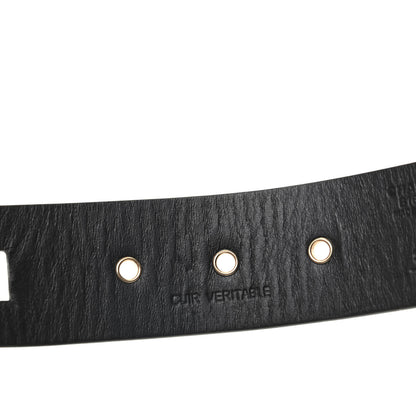 Chanel Calfskin Cross Stitch Grommet Belt 80 32 Black 4 of 5