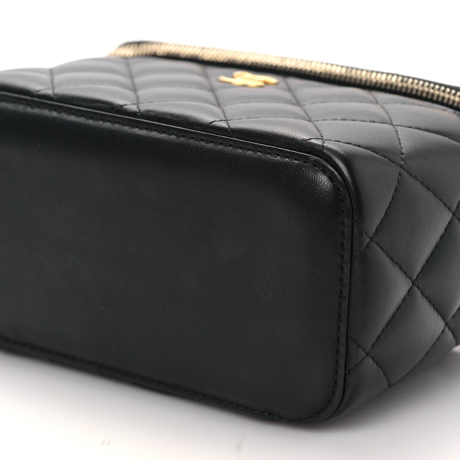 Chanel Lambskin Quilted Pearl Crush Small Vanity Case With Chain Black 9 of 9