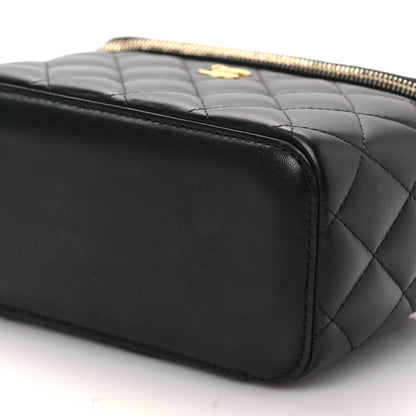 Chanel Lambskin Quilted Pearl Crush Small Vanity Case With Chain Black 9 of 9