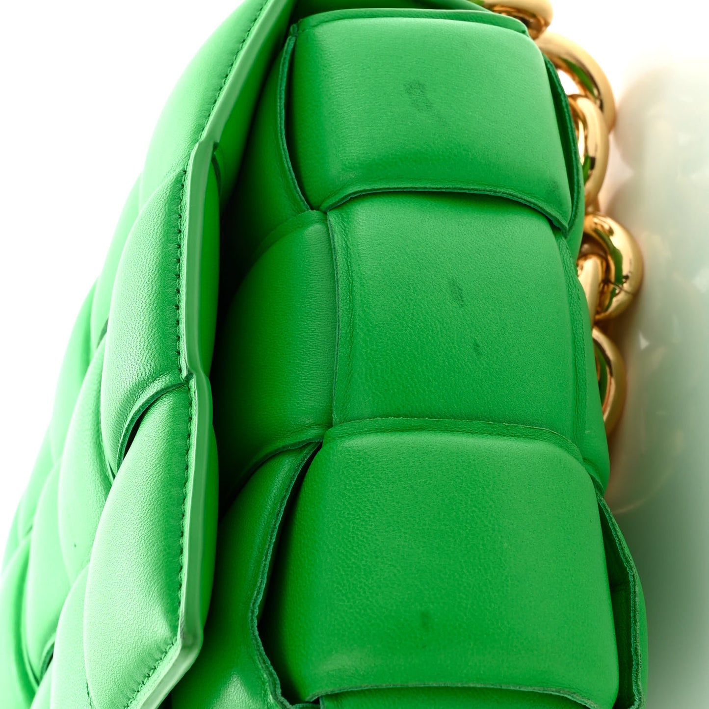 Lambskin Maxi Intreccio Padded Chain Cassette Crossbody Bag Grass