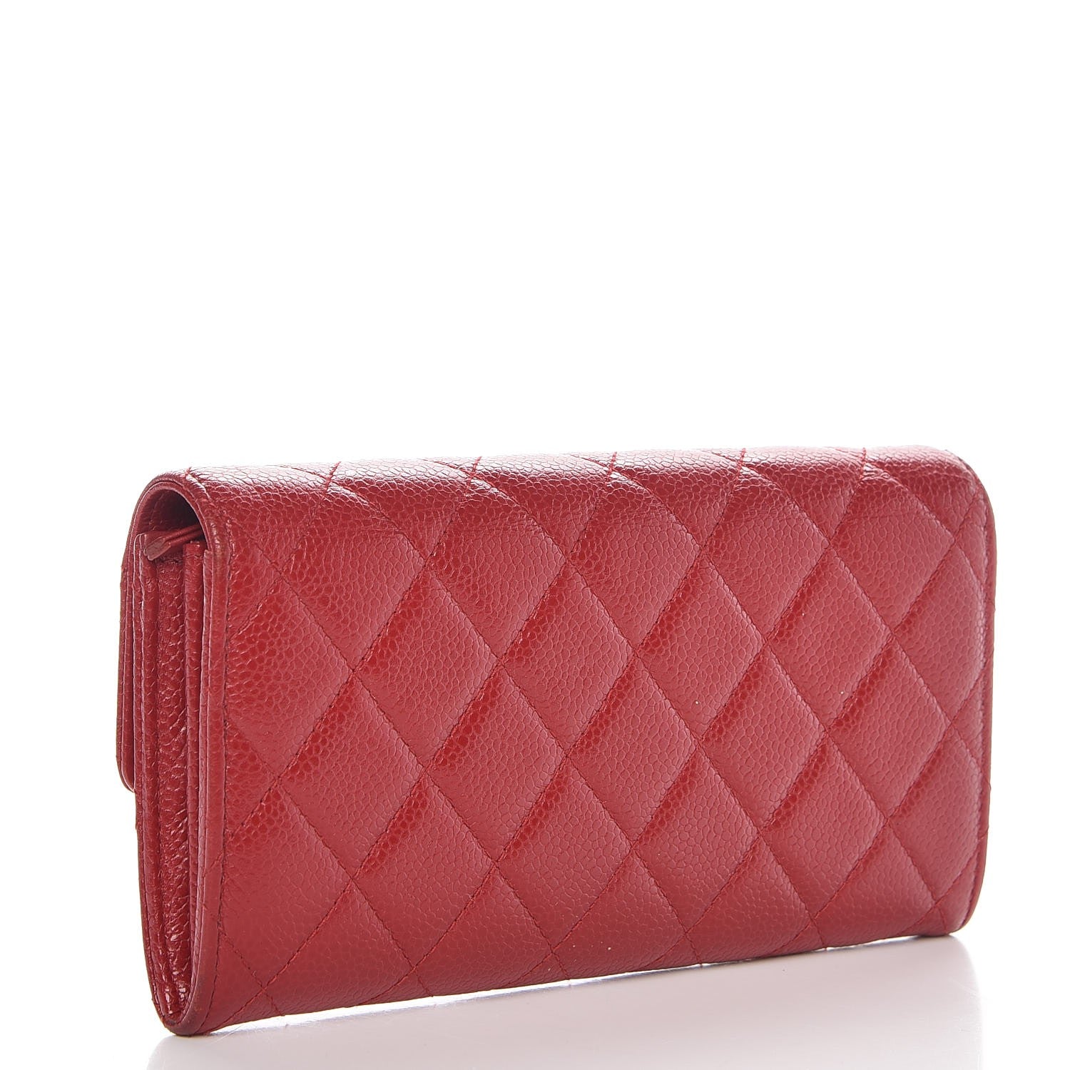 Chanel Caviar Quilted Large Gusset Flap Wallet Red 3 of 13