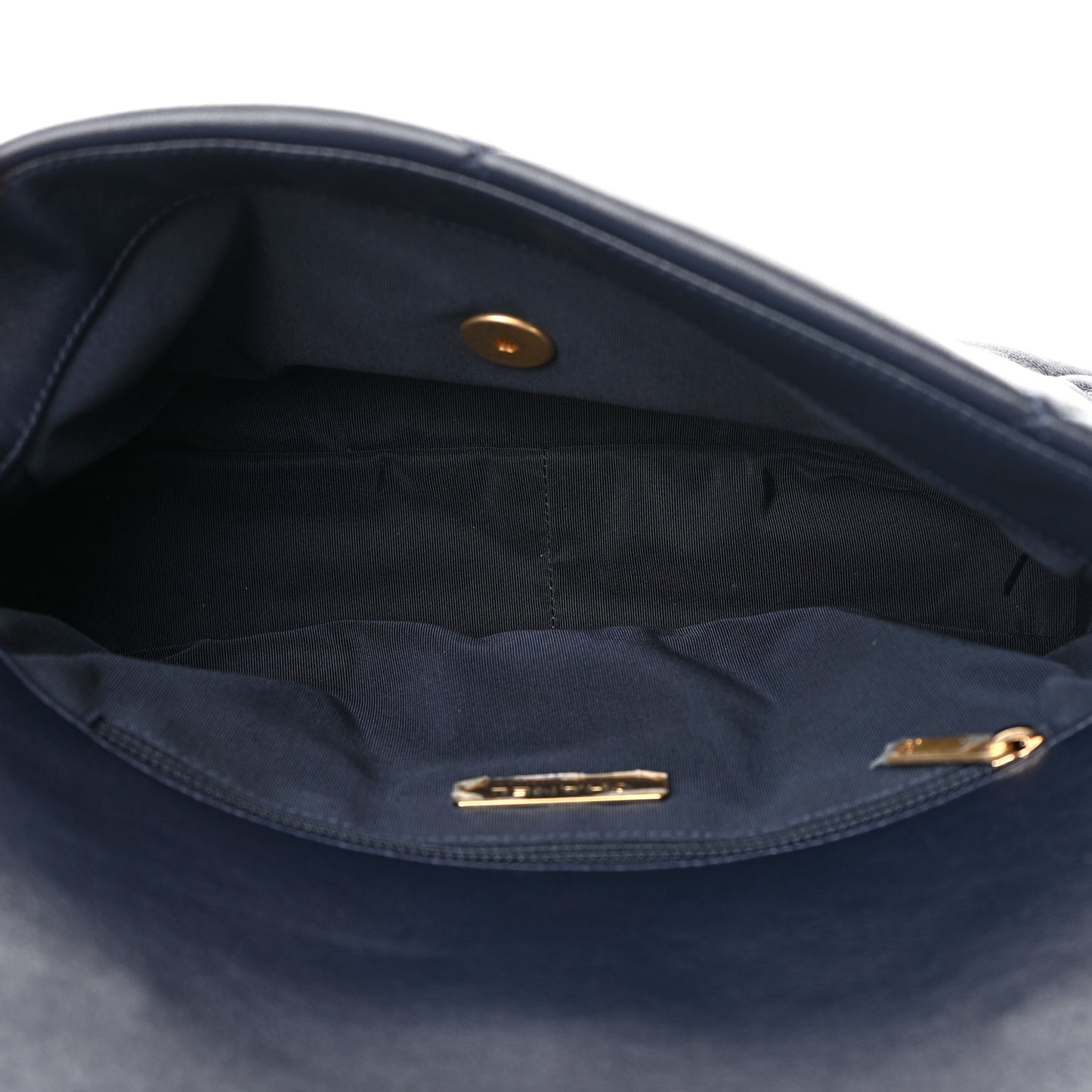Goatskin Quilted Large Chanel 19 Flap Navy Blue
