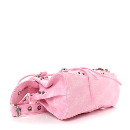 Balenciaga Denim BB Monogram Neo Cagole Handbag XS Pink 5 of 12