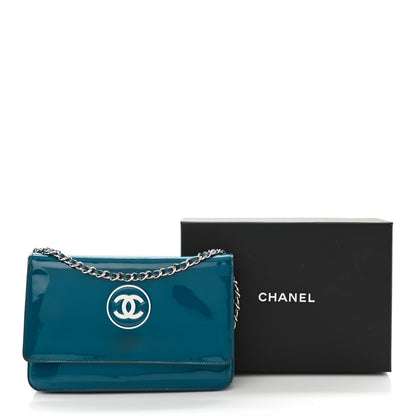 Chanel Patent CC Logo Wallet On Chain WOC Blue 11 of 11