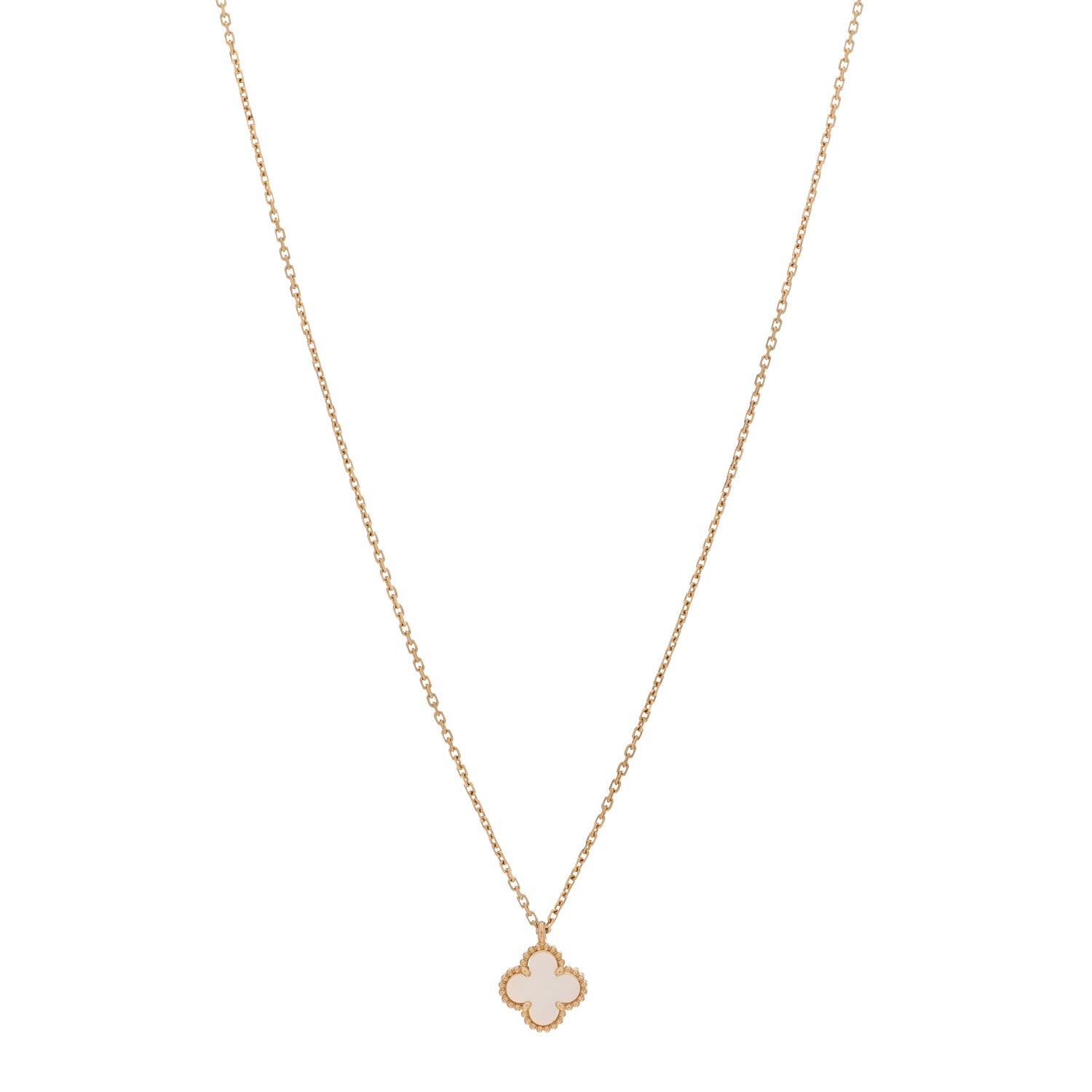 Van Cleef & Arpels 18K Yellow Gold Mother of Pearl Sweet Alhambra Pendant Necklace 1 of 5