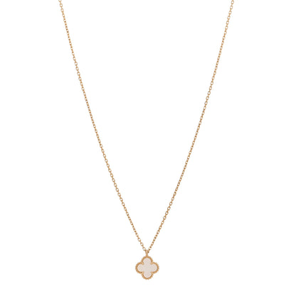 Van Cleef & Arpels 18K Yellow Gold Mother of Pearl Sweet Alhambra Pendant Necklace 1 of 5