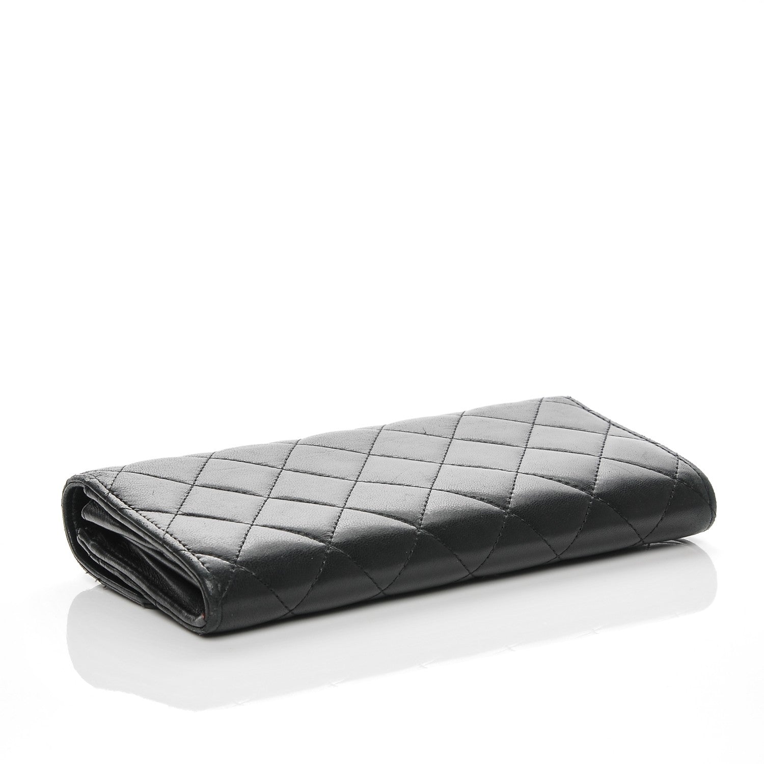 Chanel Lambskin Quilted Large Gusset Flap Wallet Black 4 of 8
