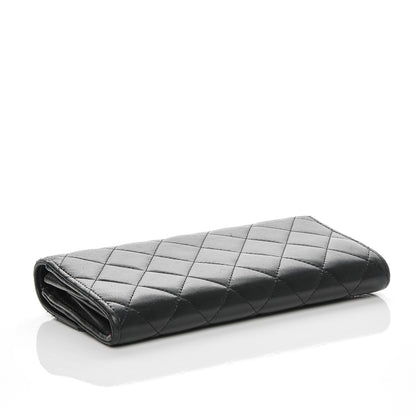 Chanel Lambskin Quilted Large Gusset Flap Wallet Black 4 of 8