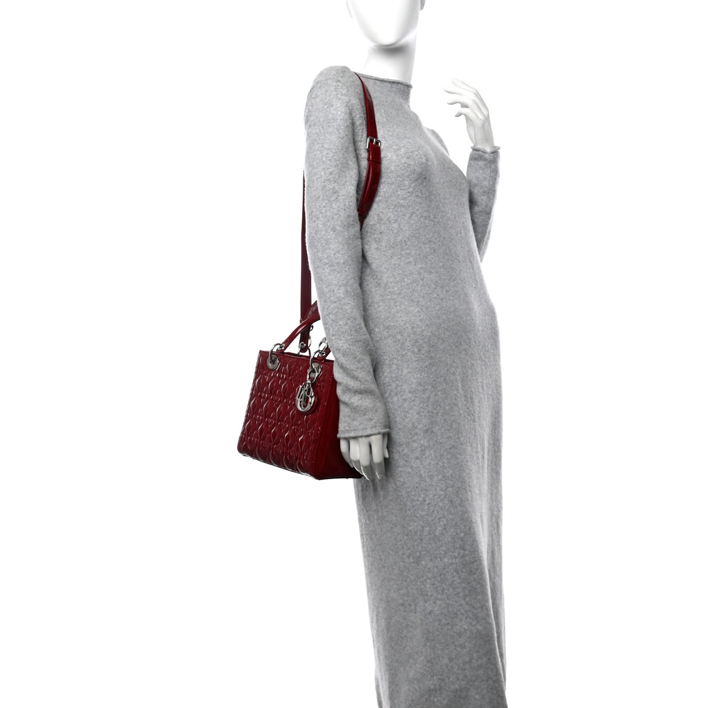 Patent Cannage Medium Lady Dior Red