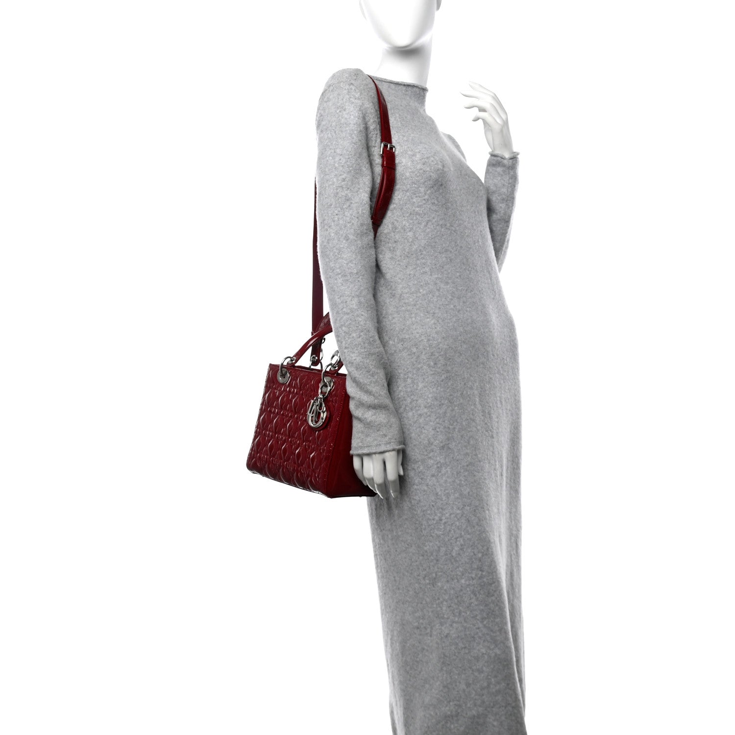 Christian Dior Patent Cannage Medium Lady Dior Red 2 of 10