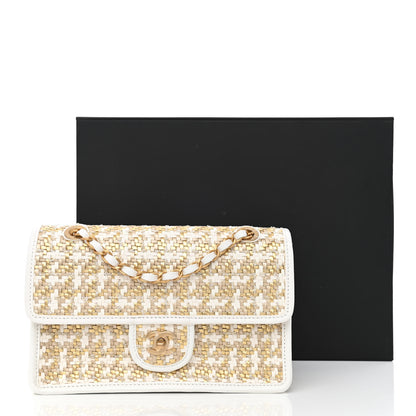Chanel Metallic Lambskin Viscose Woven Flap Gold White 11 of 11