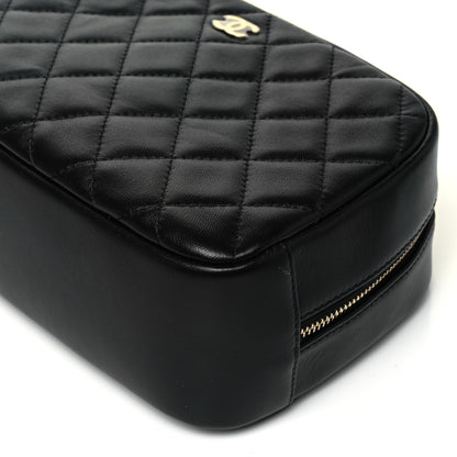 Chanel Lambskin Quilted Medium Curvy Pouch Cosmetic Case Black 9 of 9