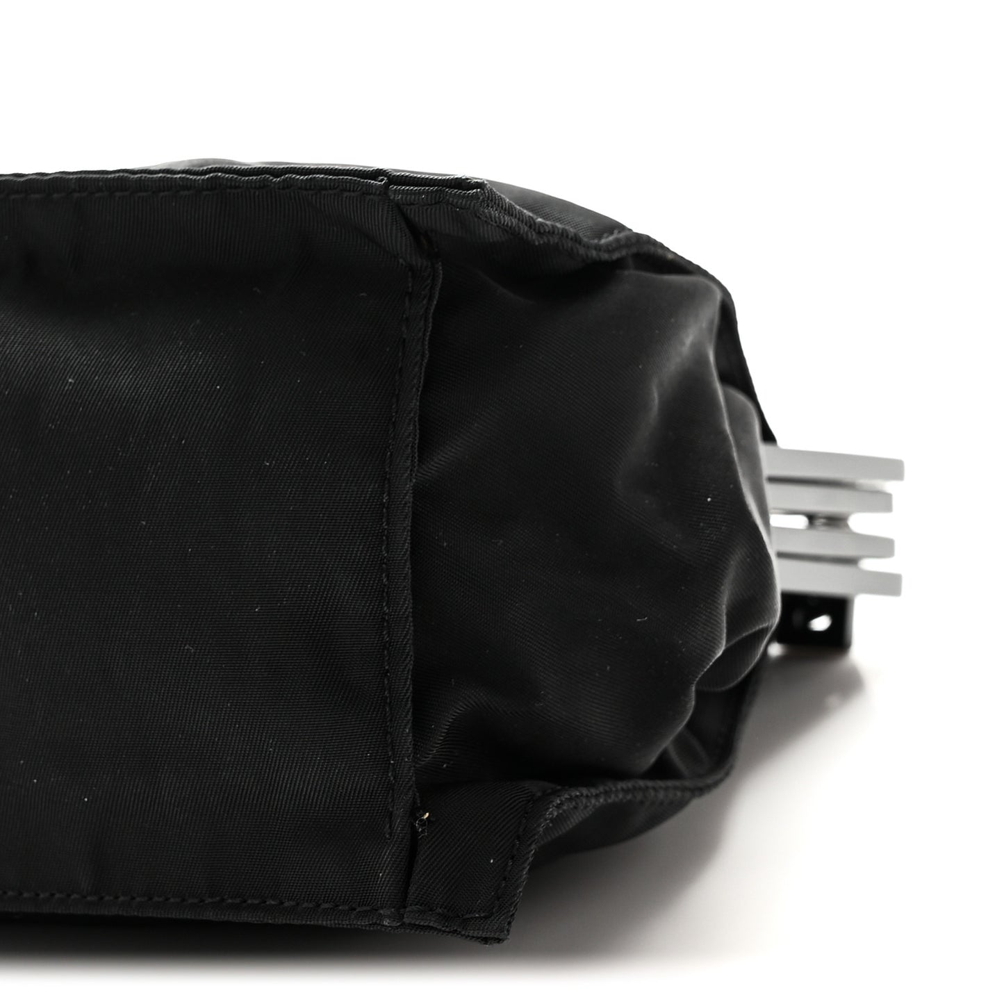Tessuto Nylon Kisslock Frame Shoulder Bag Black