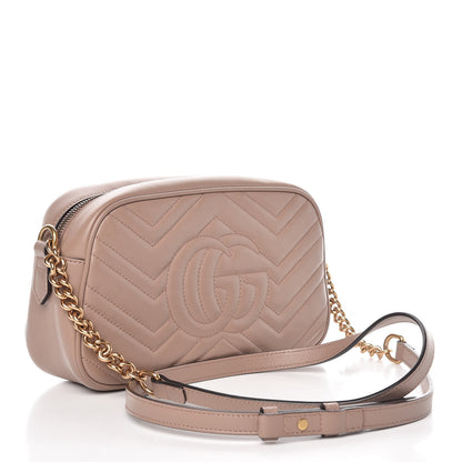 Gucci Calfskin Matelasse Small GG Marmont Chain Shoulder Bag Taupe 3 of 14