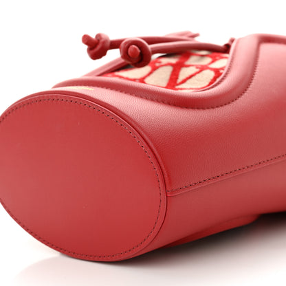 Valentino Garavani Toile Iconographe Nappa Le Cinquième Bucket Bag Naturale Rosso Valentino 9 of 10