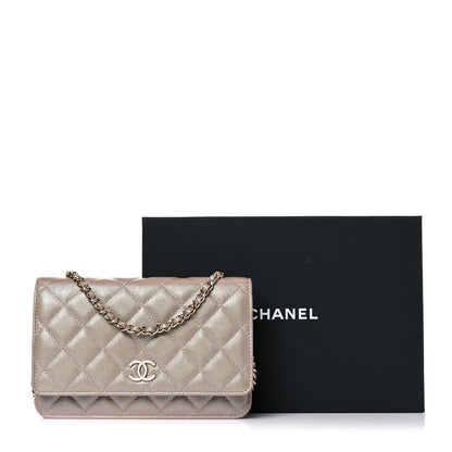 Chanel Iridescent Caviar Quilted Wallet On Chain WOC Beige 11 of 11