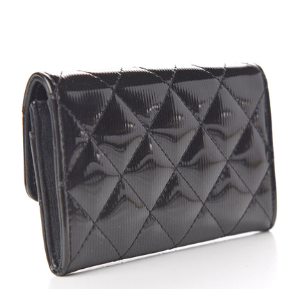 Chanel Striated Patent Quilted Card Holder Grey 3 of 8