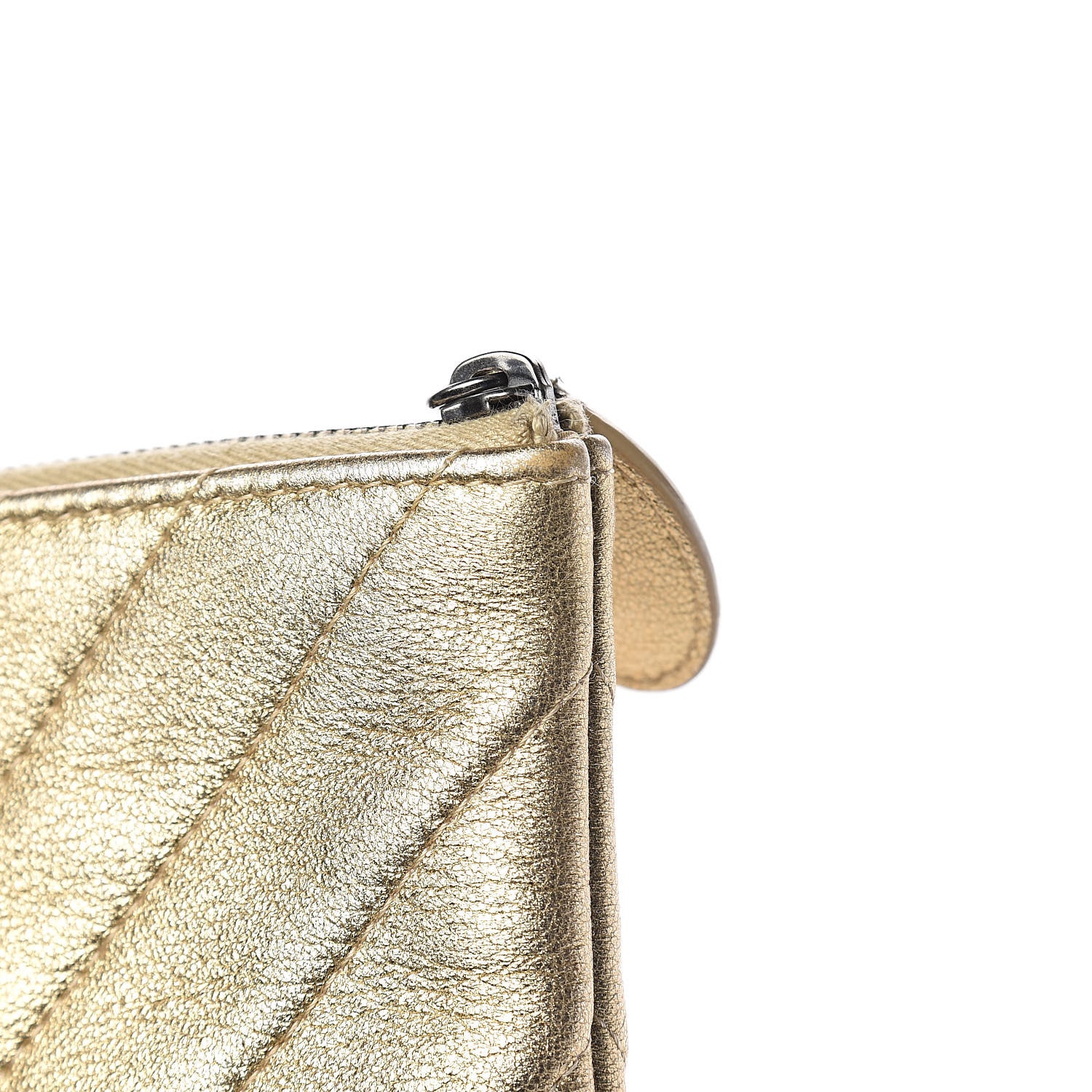 Chanel Metallic Calfskin Chevron Quilted Large Cosmetic Case Light Gold 10 of 12