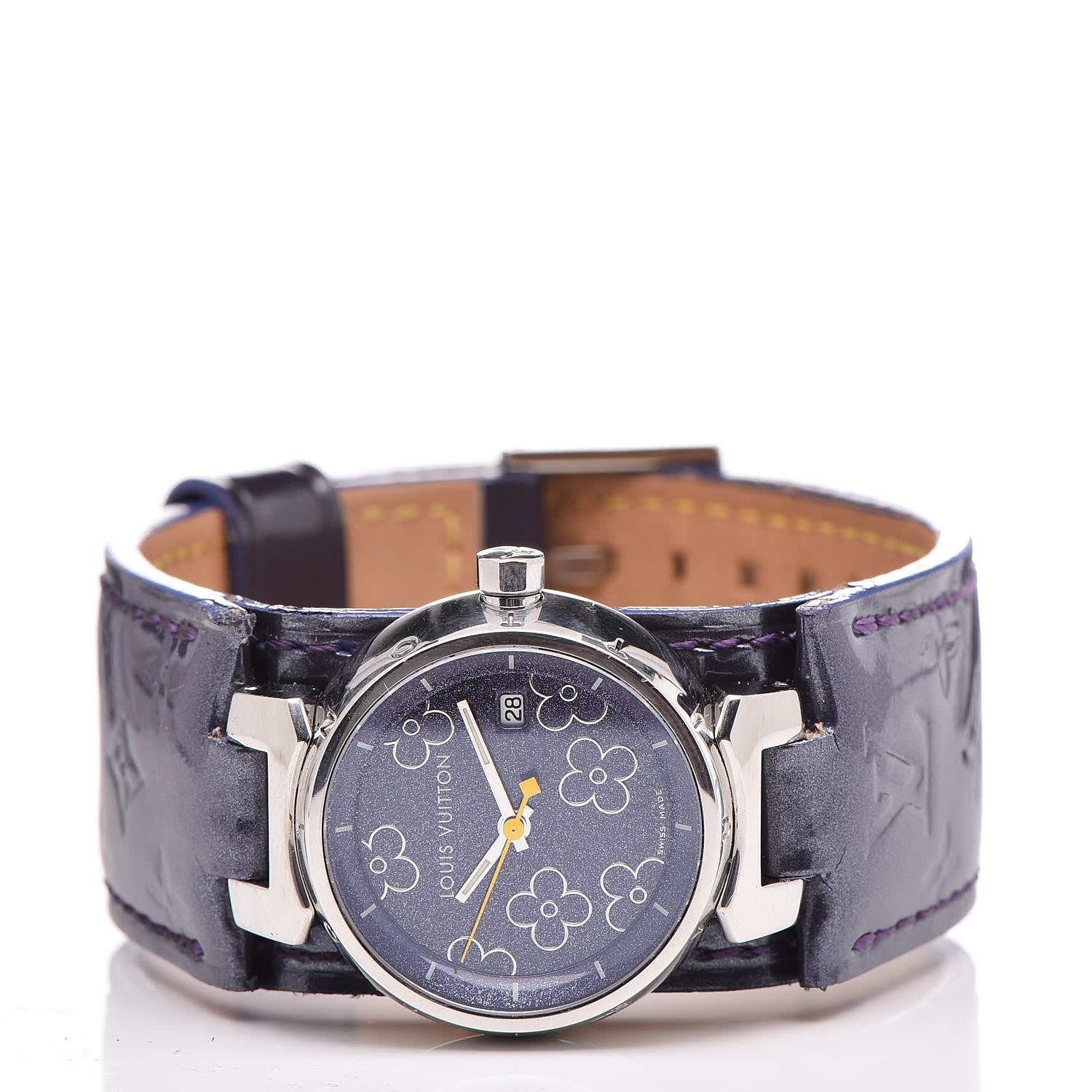 Louis Vuitton Stainless Steel Vernis 28mm Tambour Quartz Watch Indigo 3 of 7