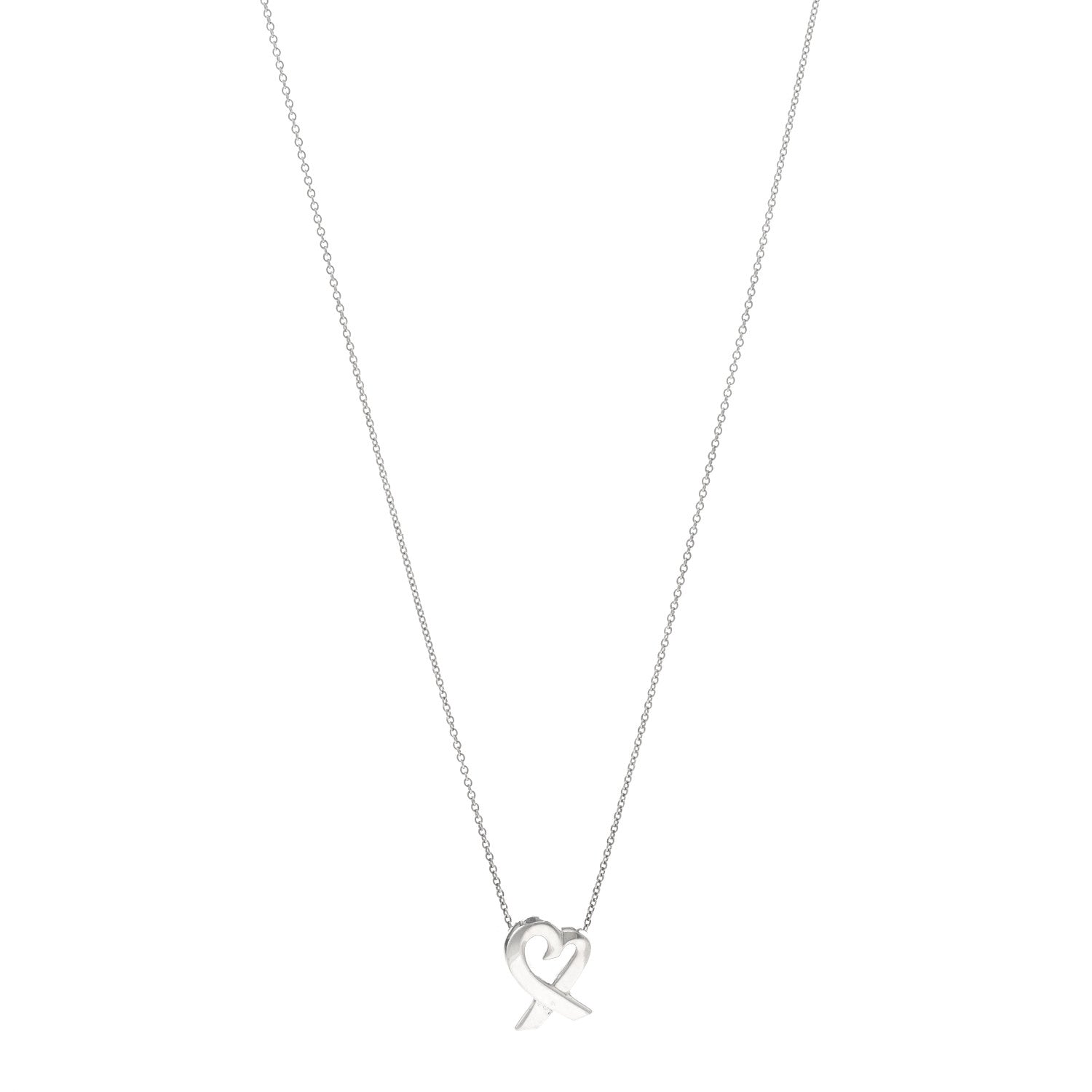 Tiffany Sterling Silver Paloma Picasso Loving Heart Pendant Necklace 1 of 5