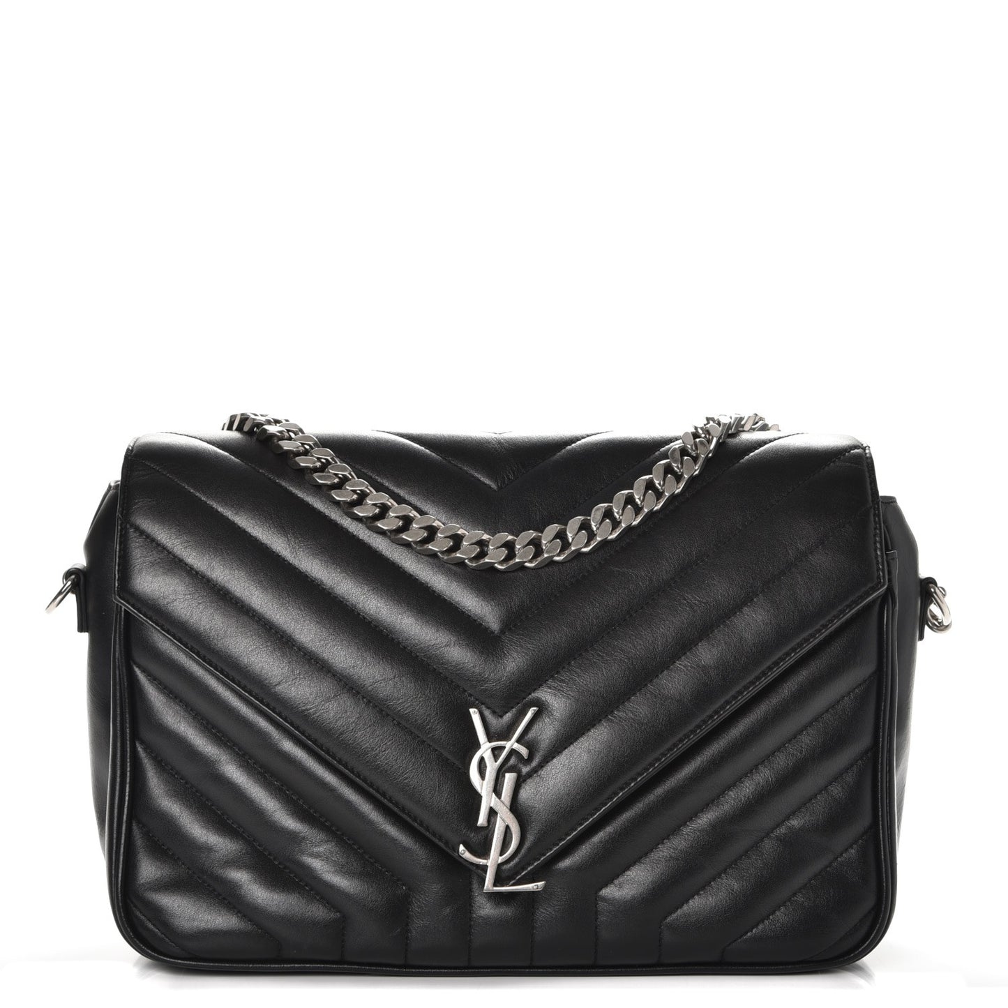 Calfskin Y Quilted Monogram Loulou Shoulder Bag Black