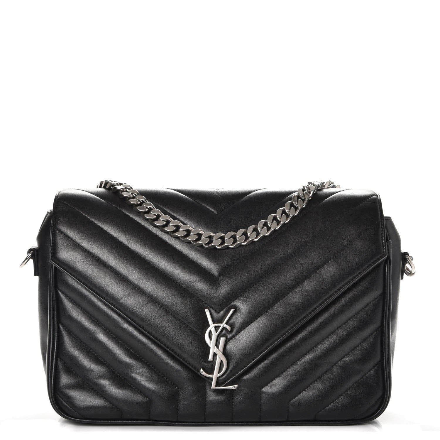 Saint Laurent Calfskin Y Quilted Monogram Loulou Shoulder Bag Black 1 of 10