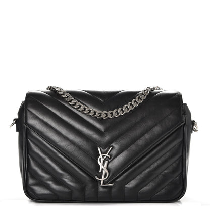 Saint Laurent Calfskin Y Quilted Monogram Loulou Shoulder Bag Black 1 of 10