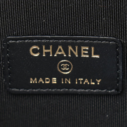 Chanel Lambskin Camellia Embossed Mini Vanity Case With Chain Black 5 of 8