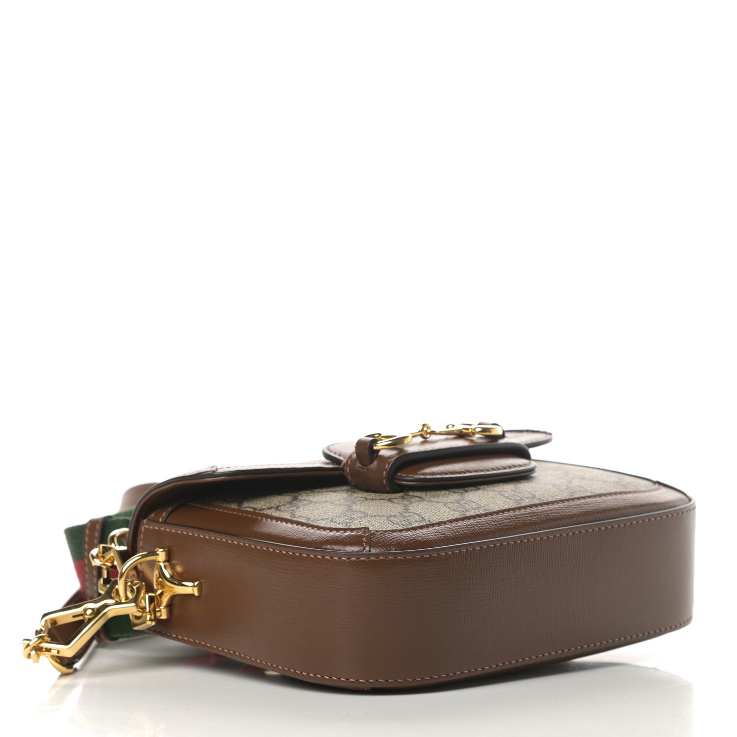 GG Supreme Monogram Web Mini Horsebit 1955 Shoulder Bag Beige Brown Sugar