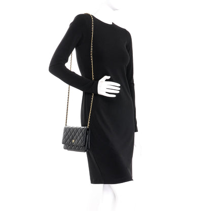Chanel Lambskin Quilted Wallet On Chain WOC Black 2 of 9