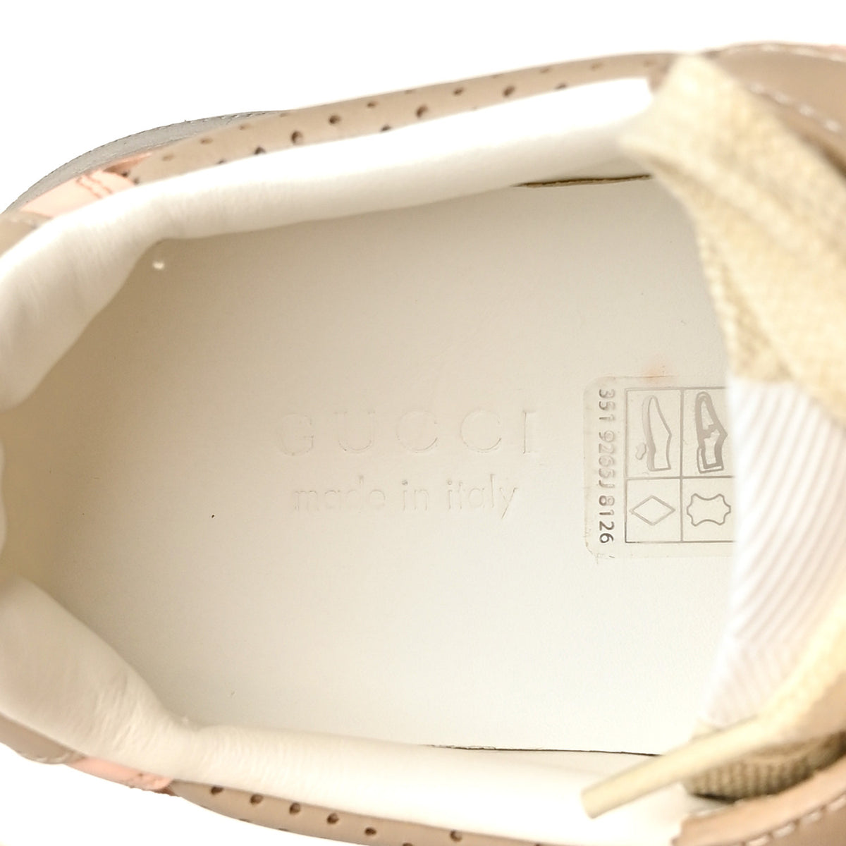 Calfskin GG Supreme Monogram Perforated Womens Platform 55mm Sneakers 35.5 Apricot Pink Beige Grey