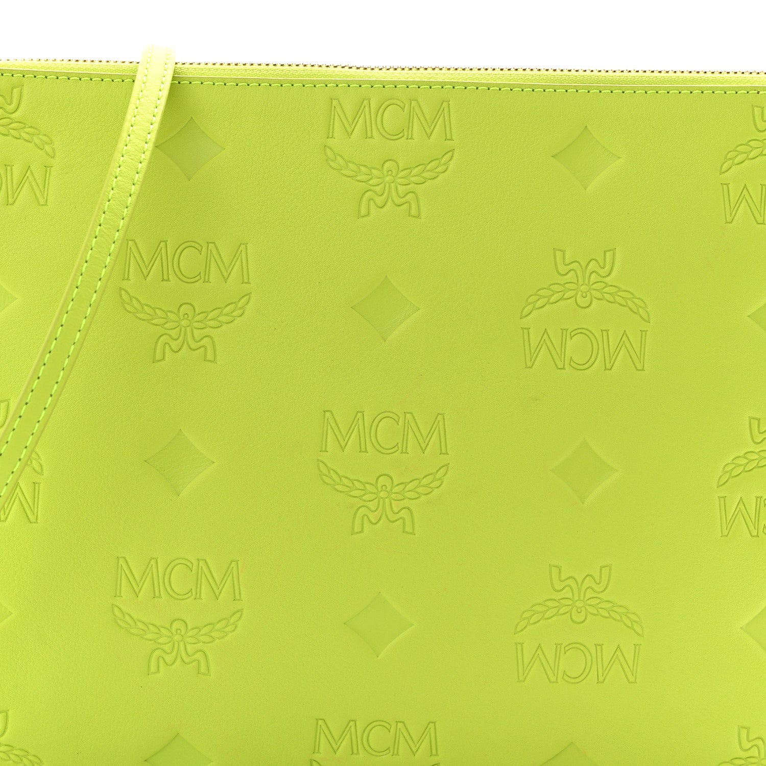 MCM Calfskin Maxi Monogram Crossbody Pouch Green 8 of 11