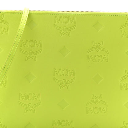 MCM Calfskin Maxi Monogram Crossbody Pouch Green 8 of 11