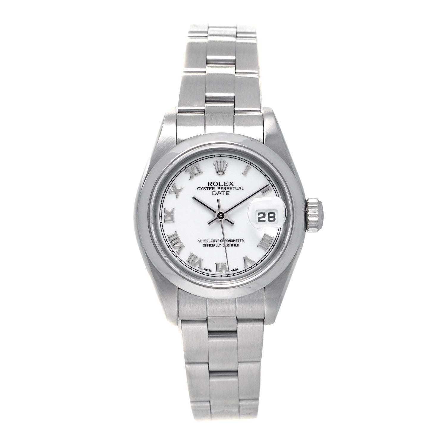 Rolex Stainless Steel 26mm Oyster Perpetual Date Watch White Roman 79160 1 of 8