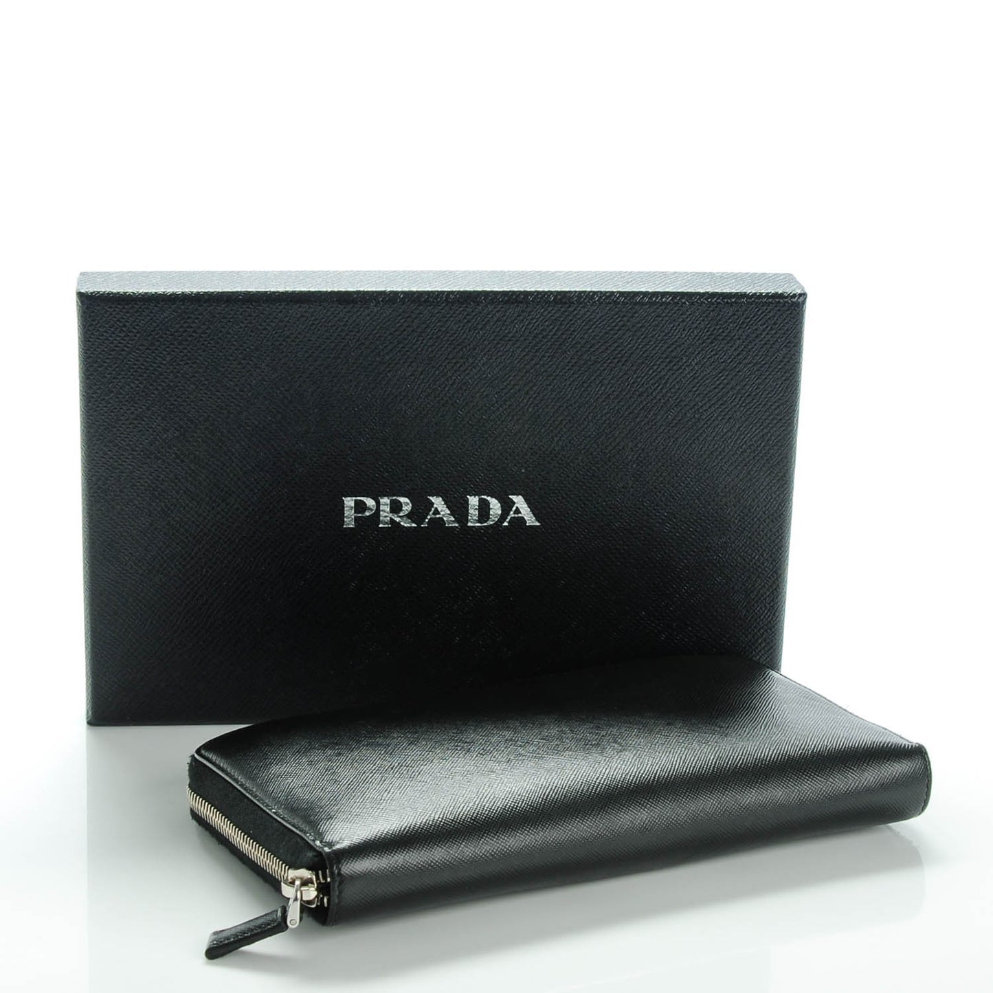 Saffiano Large Zip Around Travel Wallet Nero Black