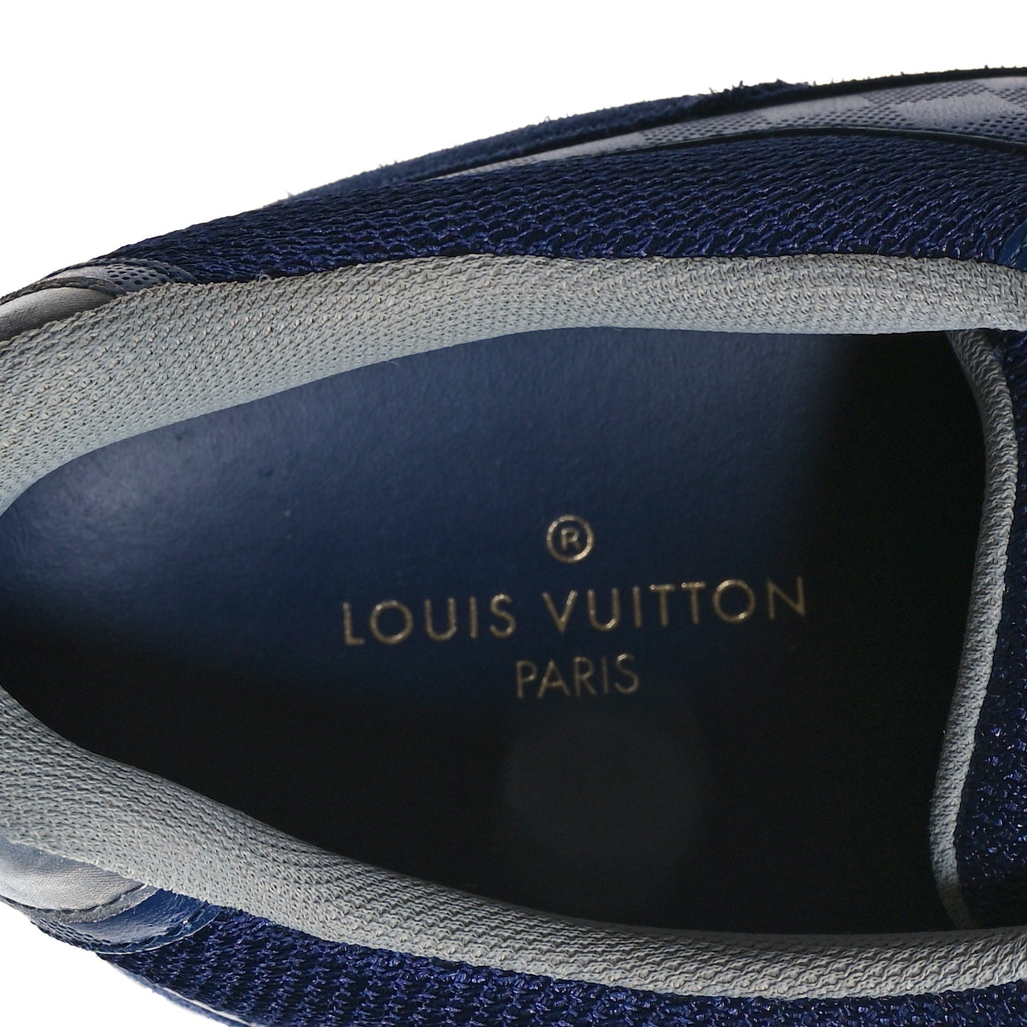 Calfskin Suede Damier Run Away Sneakers 10 Blue